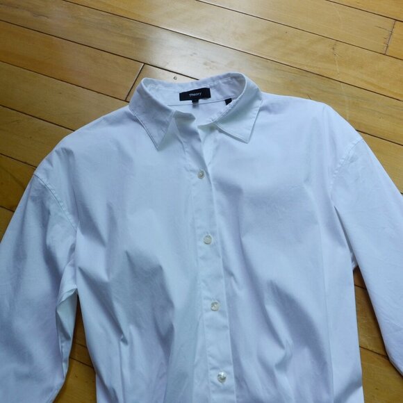 Theory Women's White Luxe Fitted Button Down Dress Size 2 - Picture 3 of 11